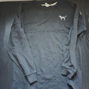 PINK Victoria's Secret Black Crewneck Sweatshirt with Dog Logo